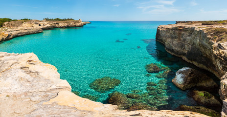 Sea coast Archaeological Area of Roca Vecchia, Italy