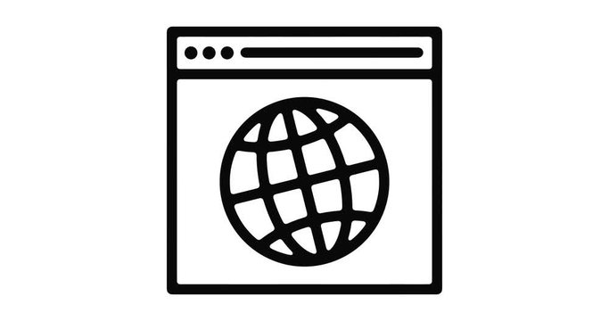 Internet browser line icon motion graphic animation with alpha channel.