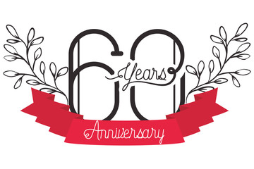 number 60 for anniversary celebration card icon