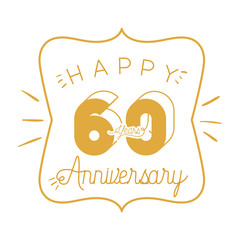 number 60 for anniversary celebration card icon