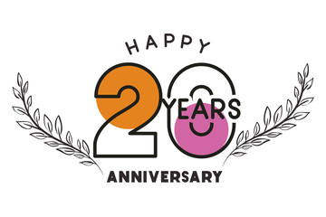 number 20 for anniversary celebration card icon