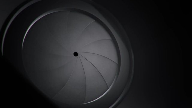 Animation of camera shutter aperture transition. Animation of seamless loop.
