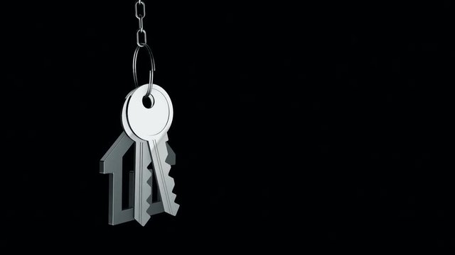 Animation of rotation keys from a new home with trinket like house icon. Animation of seamless loop.