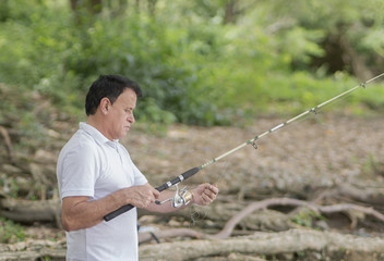 man with his rod fishing