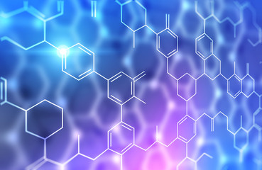 Atom model grid double exposure science purple