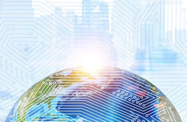 Earth in city, circuits