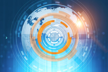 Earth hud interface over blue background