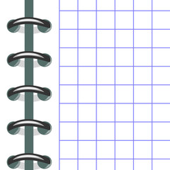 Spiral is metal. Seamless pattern. Vector. Spiral for binding notebooks. Open page. Layers separately.