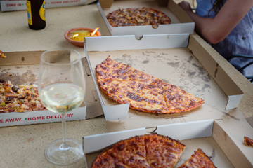 takeaway pizza in a box