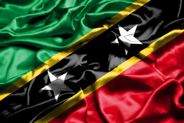 Saint Kitts and Nevis flag waving in the wind.