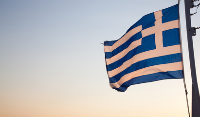 greece flag at sunrise