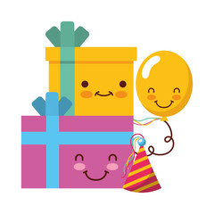 birthday kawaii cartoon gifts box balloons party