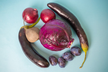 purple vegetables - top view