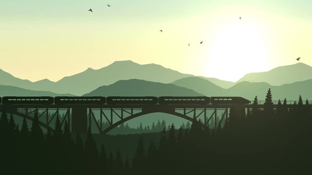 Animation moving of landscape in cartoon style . Three versions on my portfolio: day, sunset and night. Animation of seamless loop.