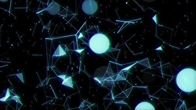 Holographic model. Abstract digital data nodes and connection paths within any type of network or system of networks. Animation for visuals, vj, light presentations or as motion background. Seamless