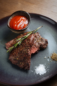 Angus beef steak served in cafe