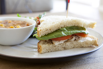 Turkey Sandwich and Soup