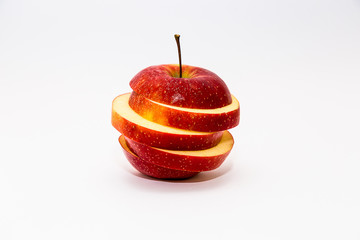 Red Apple Sliced on White