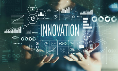 Innovation with young man in the night