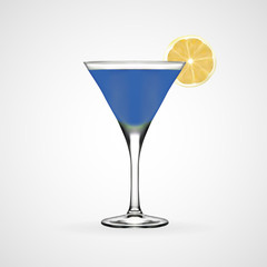 Blue cocktail glass, vector, illustration, eps file