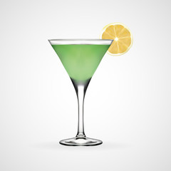 Green cocktail glass, vector, illustration, eps file