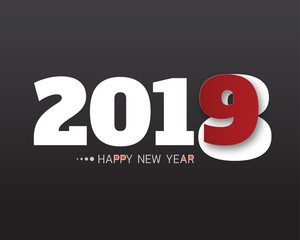 Happy new 2019 year. Greetings card. Colorful design. Vector illustration.