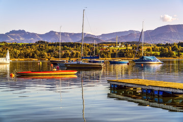 Yachts in harbor of  Simsee, Germany