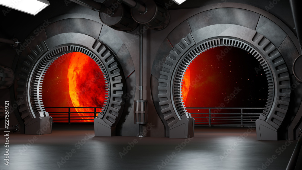Wall mural space environment, ready for comp of your characters.3d rendering