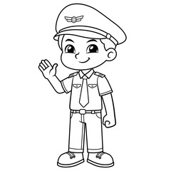 Pilot Boy Friendly Welcoming Pose BW