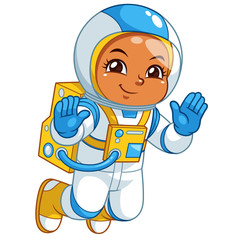 Astronaut Girl Floating In Empty Space