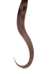 Brown (chocolate) hair isolated on white background. Long beautiful ponytail