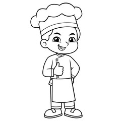 Chef Boy Thumb Up Pose BW