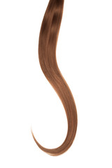 Brown (dark) hair isolated on white background. Long beautiful ponytail