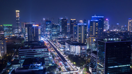 Beautiful night view of Jakarta city