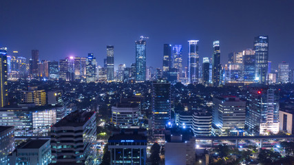 Fototapeta na wymiar Beautiful scenery of Jakarta city at night time