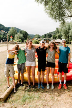 group of young people on kayak outing