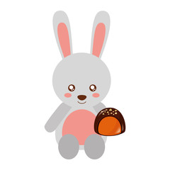 cute rabbit with sweet chocolate candy