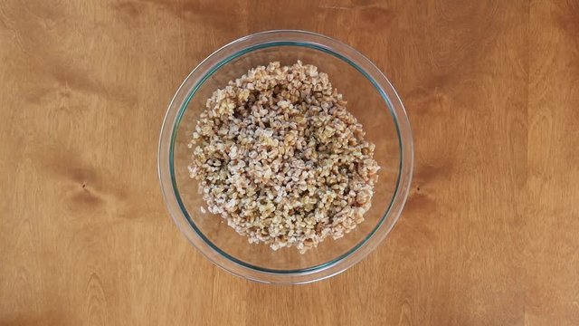Bowl of farro, close up