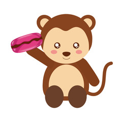 cute monkey with sweet macaron
