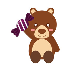 cute bear holding sweet candy