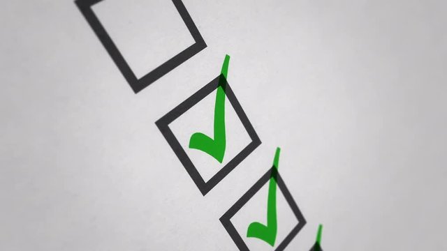 Animation marker drawing a tick in the box for voting on paper. Animation of seamless loop.