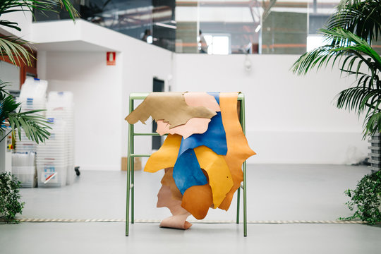 Colorful leather on factory