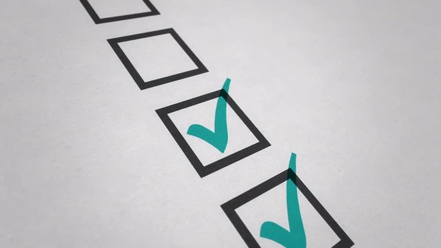 Animation marker drawing a tick in the box for voting on paper. Animation of seamless loop.