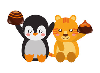 cute duck and fox sweet candies lollipop