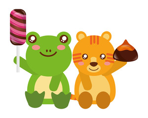 cute tiger and frog sweet candy chocolate