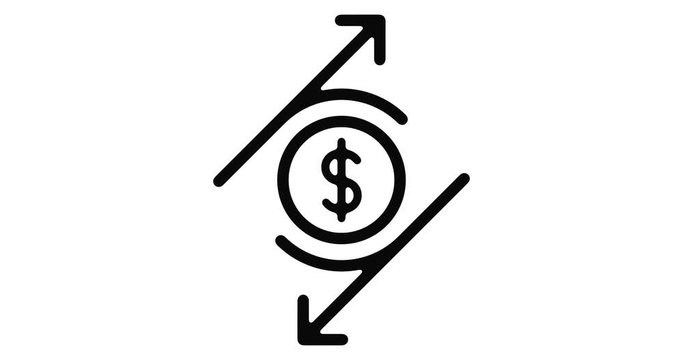 Currency rate line icon motion graphic animation with alpha channel.