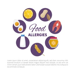 Food allergy. Infographics. Product Icons. Allergens.