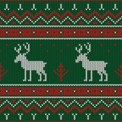 Christmas knitted pattern. Winter geometric seamless pattern. Design for sweater, scarf, comforter or clothes texture.