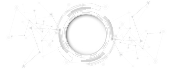  Grey white Abstract technology background with various technology elements Hi-tech communication concept innovation background Circle empty space for your text