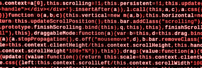Writing programming code on laptop. Digital binary data on computer screen